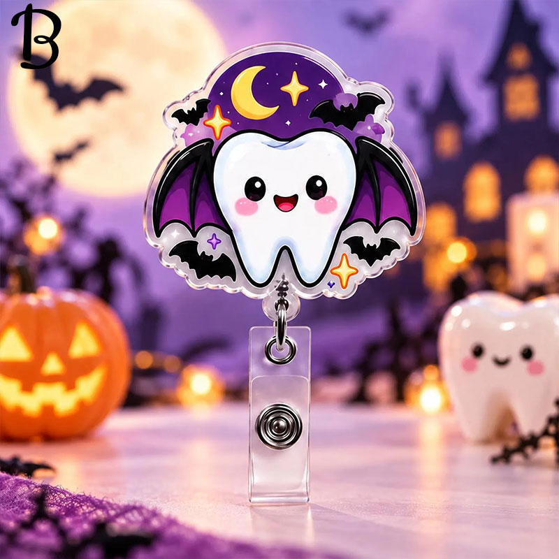 Halloween Vibe Teeth Badge Reel