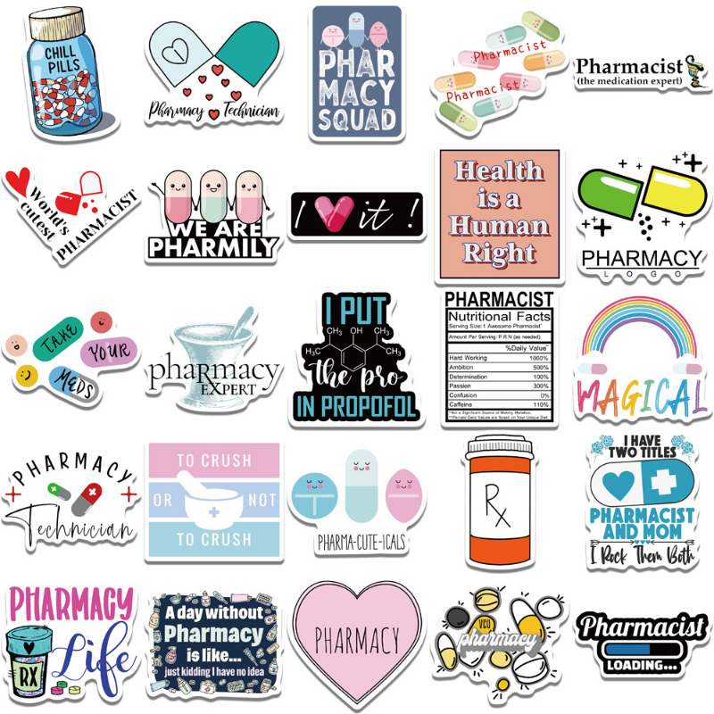 50PCS Veterinary Hospital Pharmacist Nurse Stickers