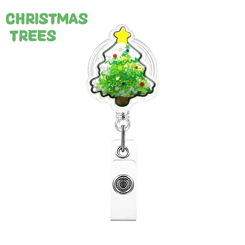 PVC Hollow Quicksand Cute Santa Claus Nurse Badge Reel