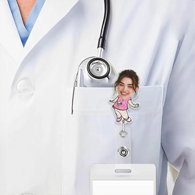 Personalized Photo Trash Truck Nurse Badge Reel