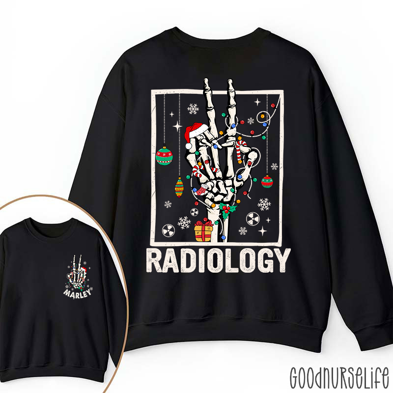 Personalized Name Radiology Skeleton Hand Two Sided Sweatshirt
