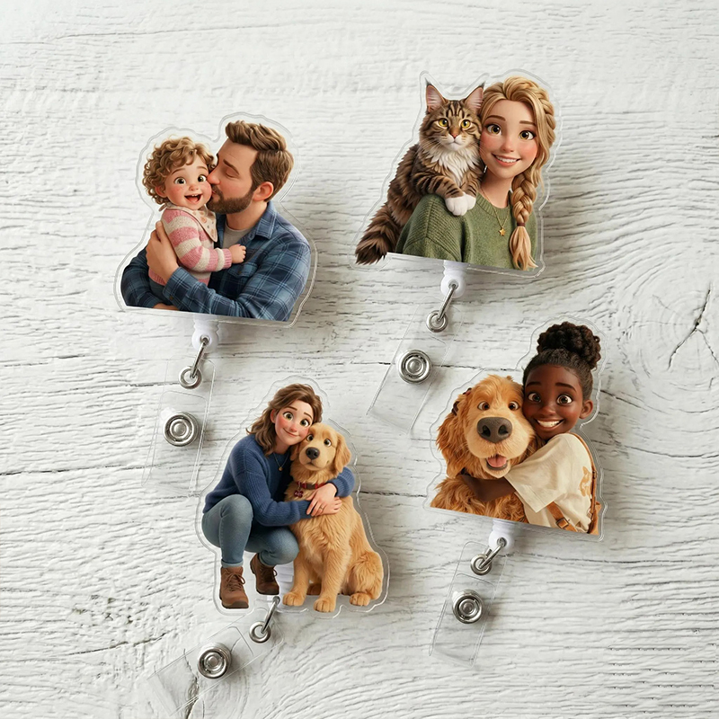 Personalized Unique Family Photo Nurse Badge Reel