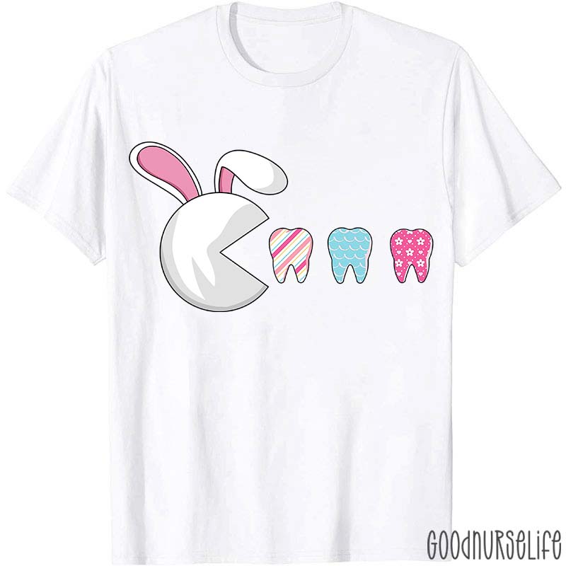 Pacman Easter Bunny Funny Dental T-Shirt