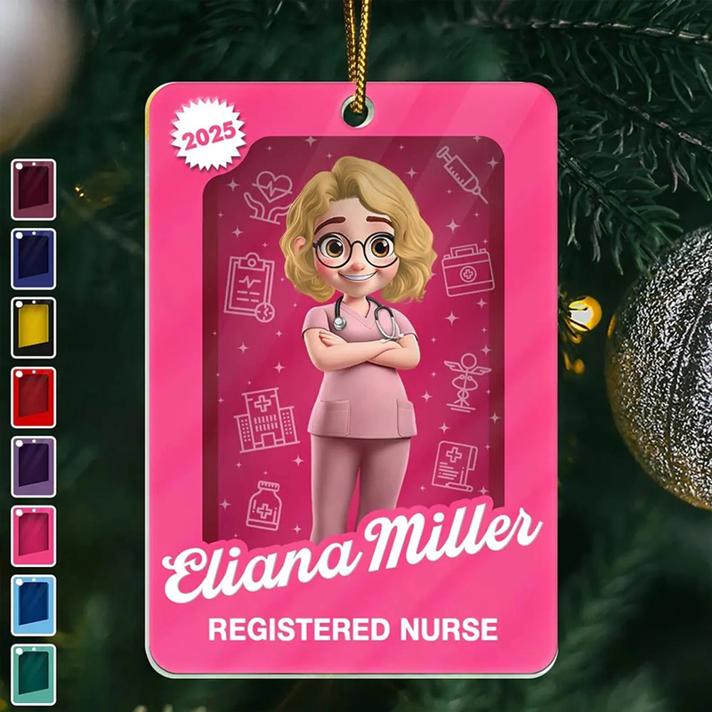 Personalized Cartoon Nurse Christmas Ornament