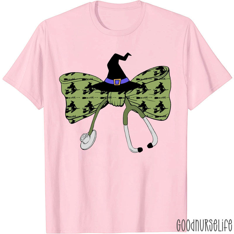 Halloween Witch Bow Tie Nurse T-Shirt