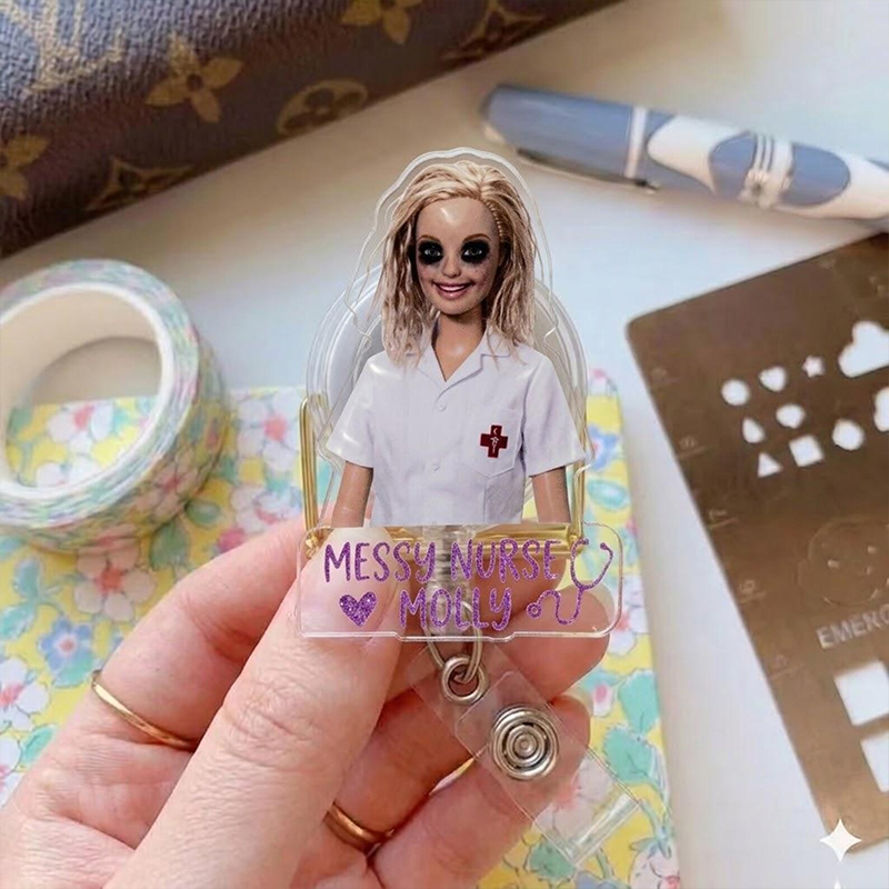 Personalized Name Cringe Doll Nurse Badge Reel