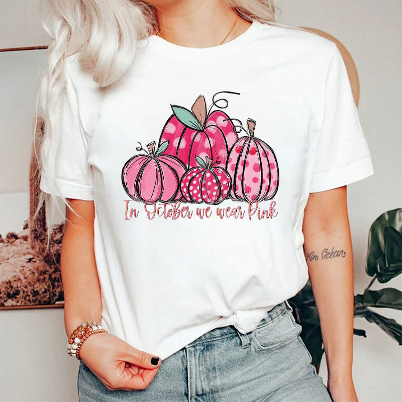 Pink Pumpkins Of October Nurse T-Shirt