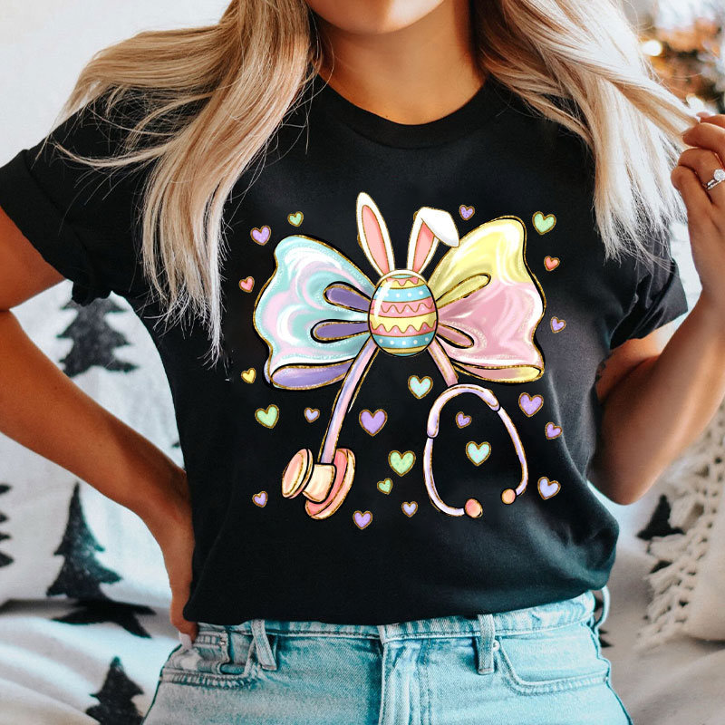 Easter Vibe Bunny Bow Nurse T-shirt