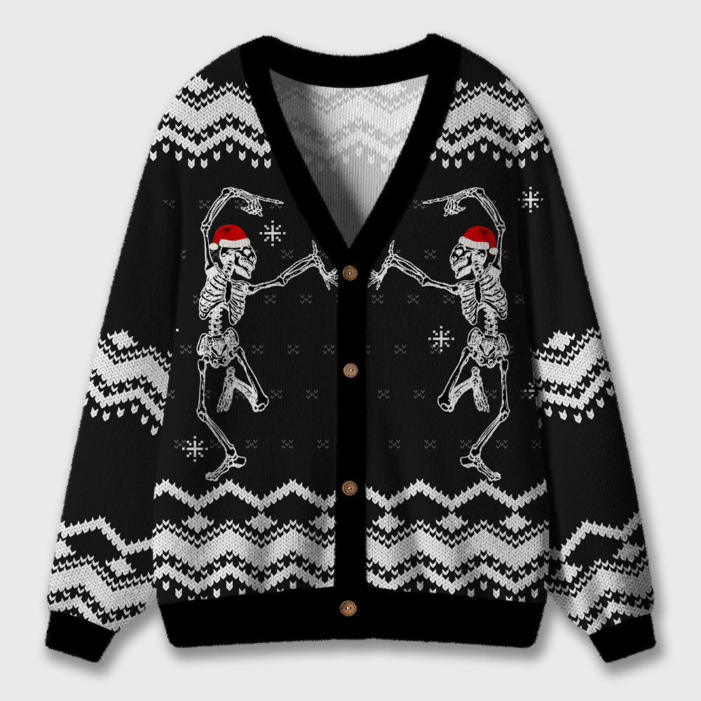 Rocking Around Radiology Skeleton Dance Ugly Cardigan Sweaters