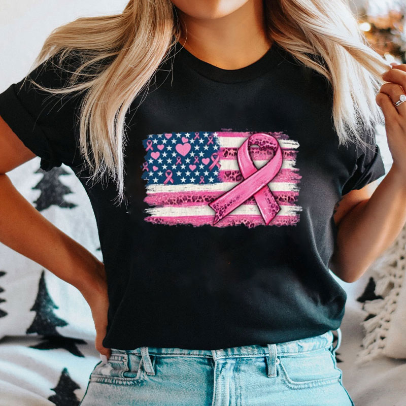 Flag Of Breast Cancer Prevention Ribbon Elements T-Shirt