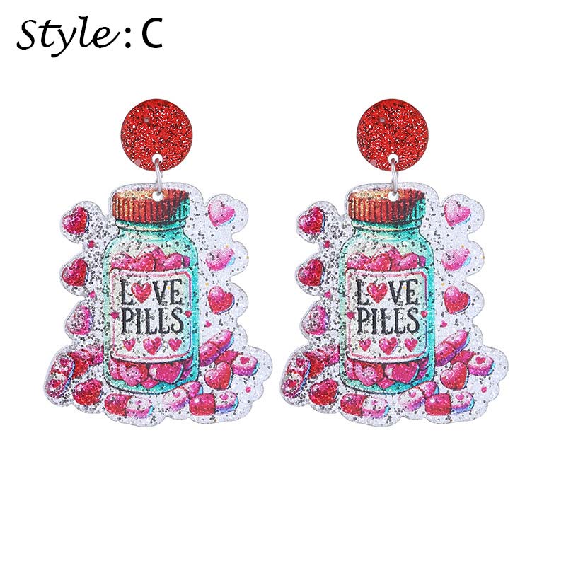 Glitter Pill Nurse Acrylic Earrings