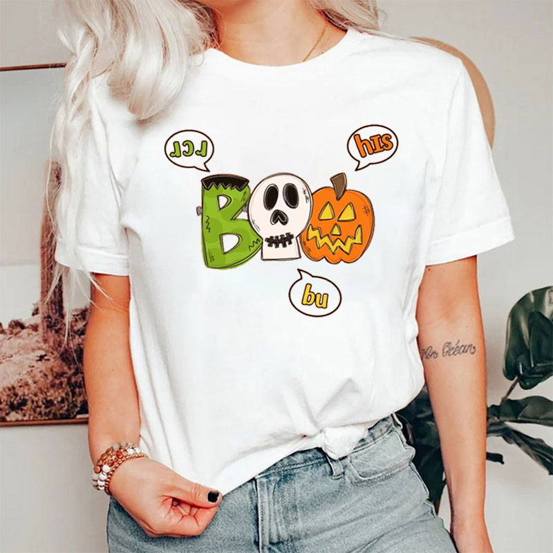 Halloween Skull Pumpkin Face T-Shirt