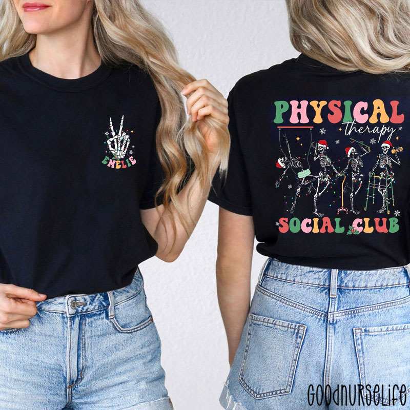 Personalized Festive Skeleton PT Social Club Two Sided T-Shirt