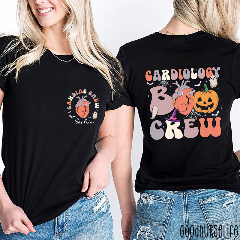 Personalized Cardiology Boo Crew Nurse Two Sided T-Shirt