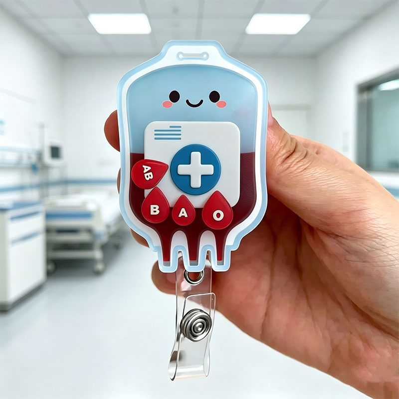 Cute Blood Bag Shaker Badge Reel