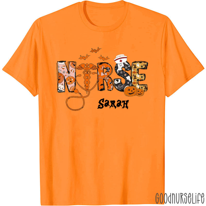 Personalized Halloween Spooky Nurse T-Shirt