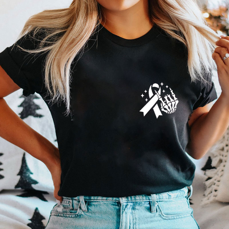 Pink Ribbon And Skeleton Hand Nurse T-Shirt