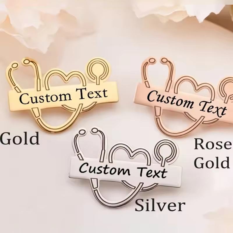 Personalized Name Stainless Steel Stethoscope Nurse Badge Reel