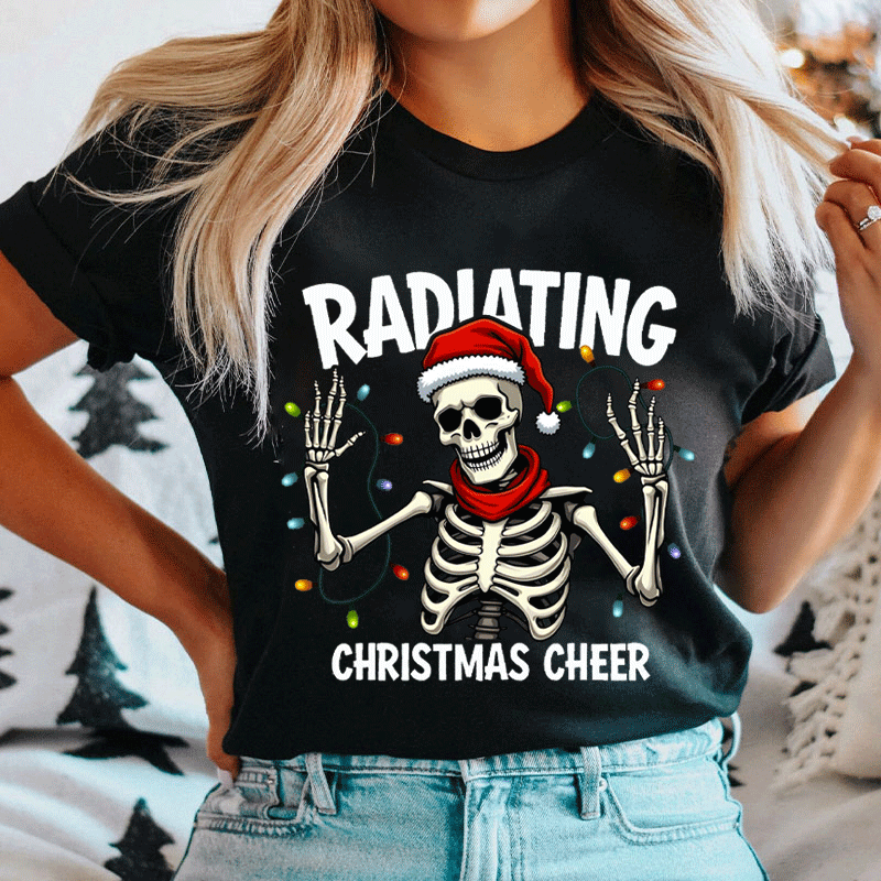 Skeleton Radiating Christmas Cheer T-shirt