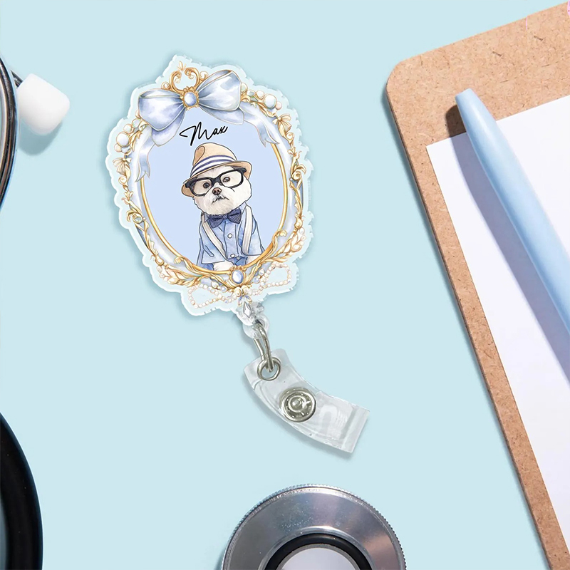 Personalized Dog And Cat Photo Nurse Badge Reel