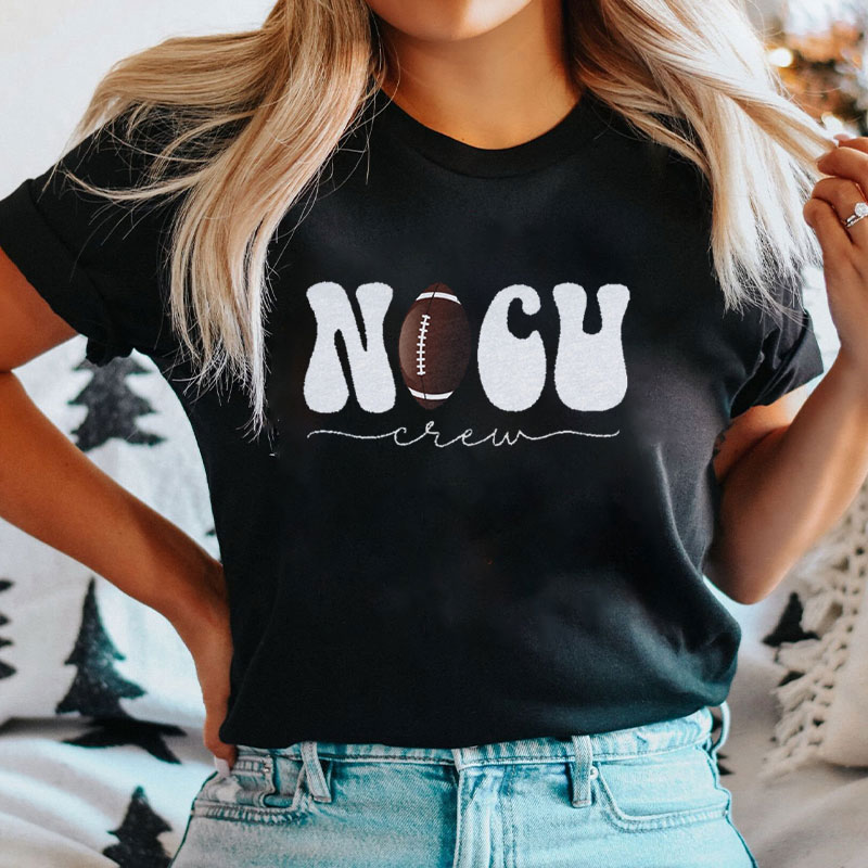 NICU Crew Football Themed Neonatal Intensive Care Unit T-Shirt