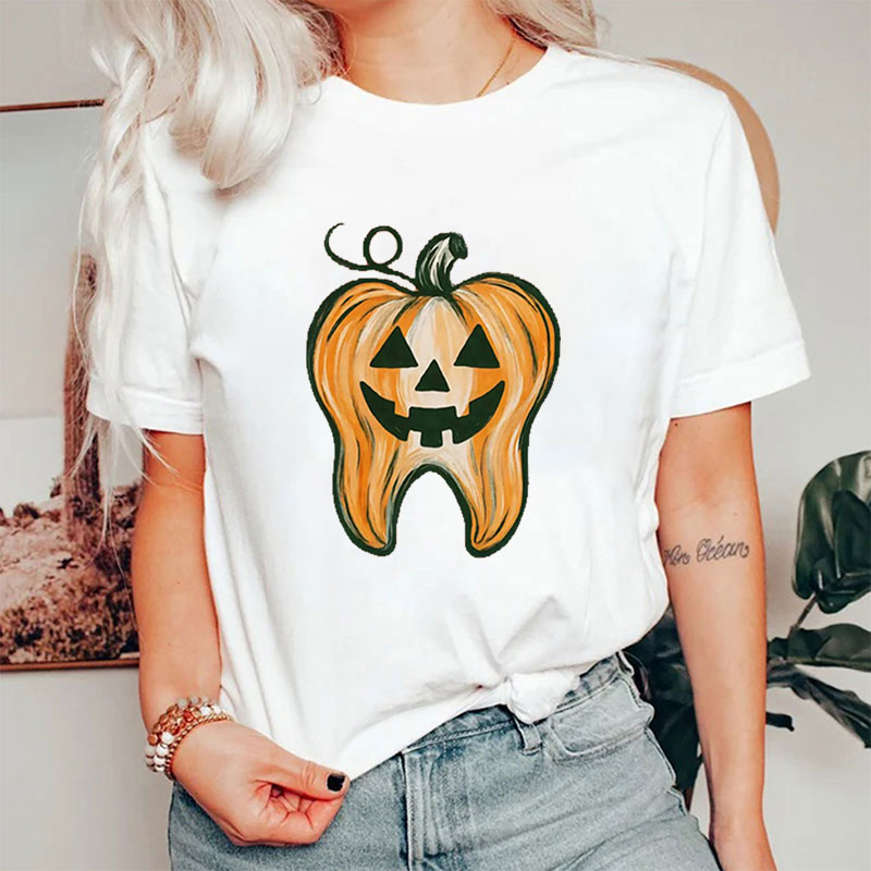 Halloween Tooth Shaped Pumpkin T-Shirt