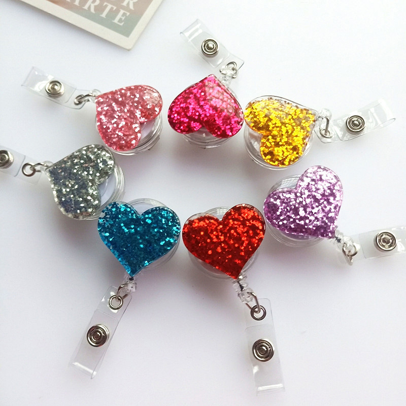 Glitter Heart Nurse Badge Reel