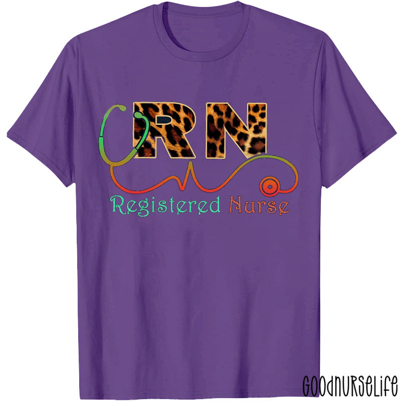 Personalized Leopard Colorful Stethoscope Nurse T-Shirt