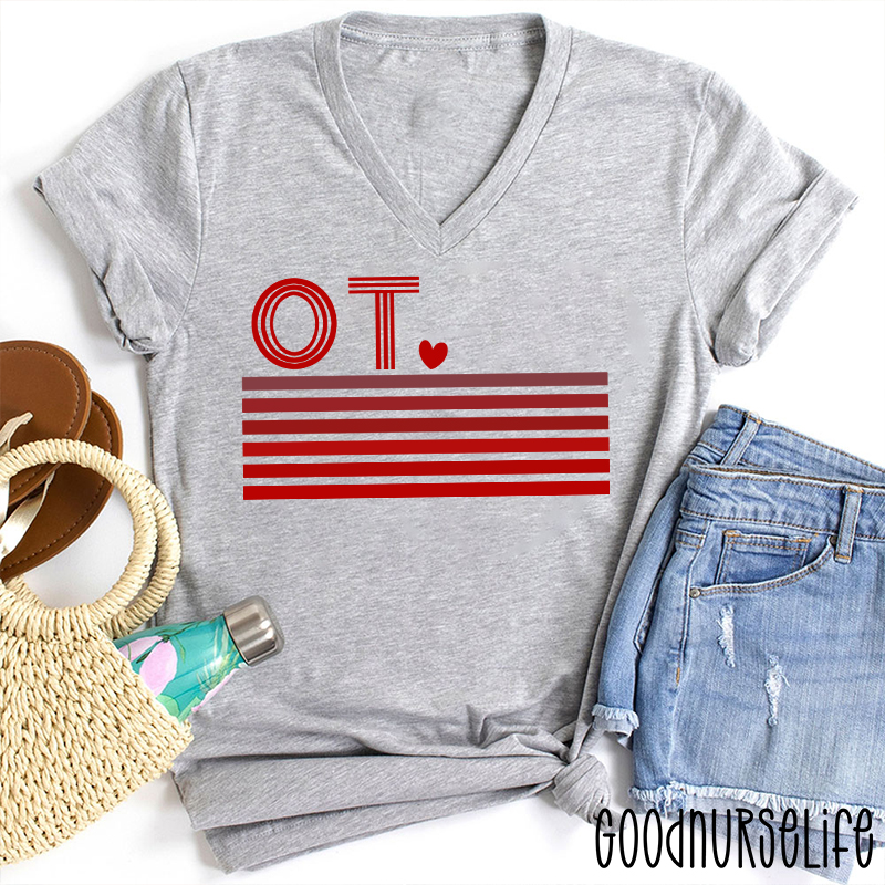 Occupational Therapy Cute Heart Female V-Neck T-Shirt