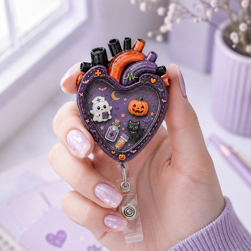 Anatomical Heart Halloween Shaker Badge Reel