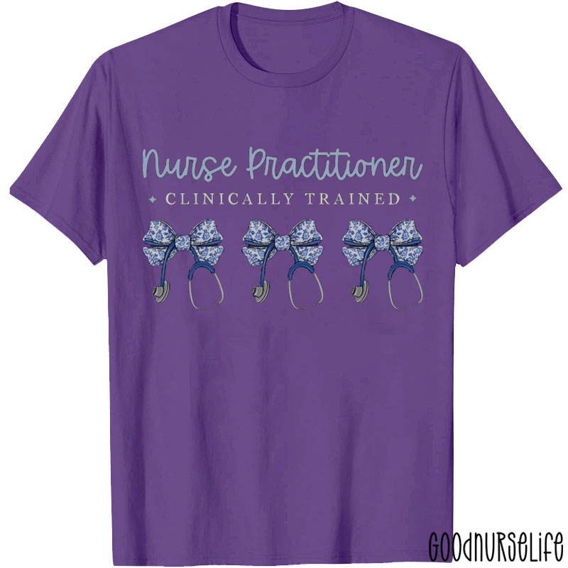 Personalized Blue Stethoscope Bow Tie Nurse T-Shirt