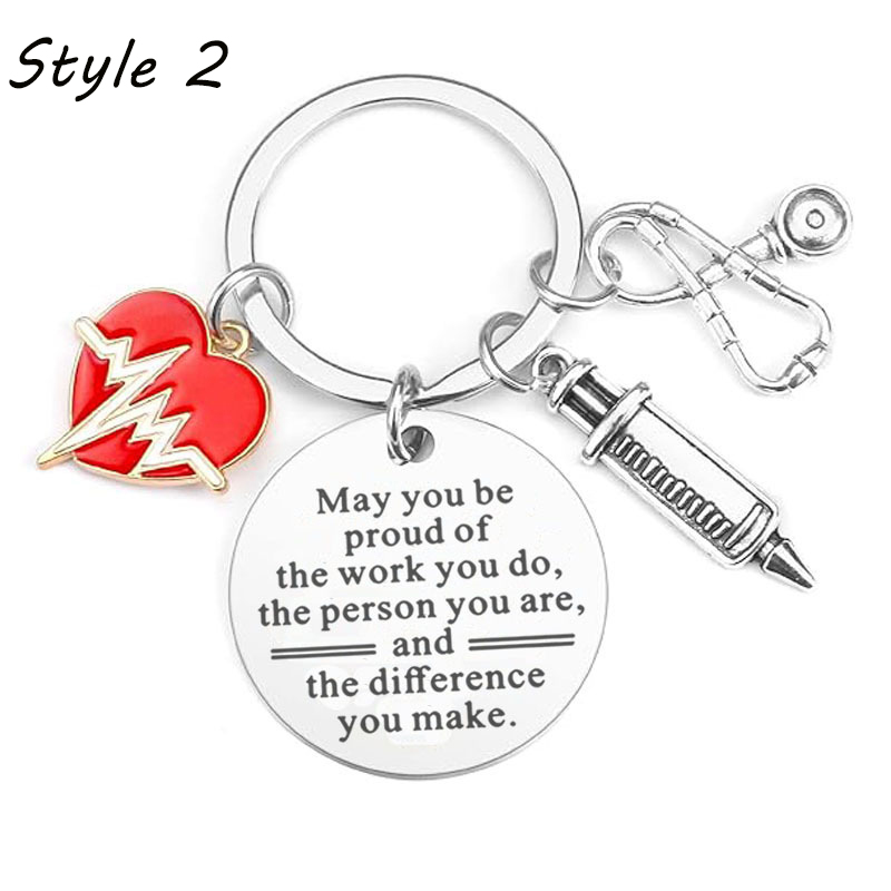Motivational Words Stainless Steel Nurse Keychain