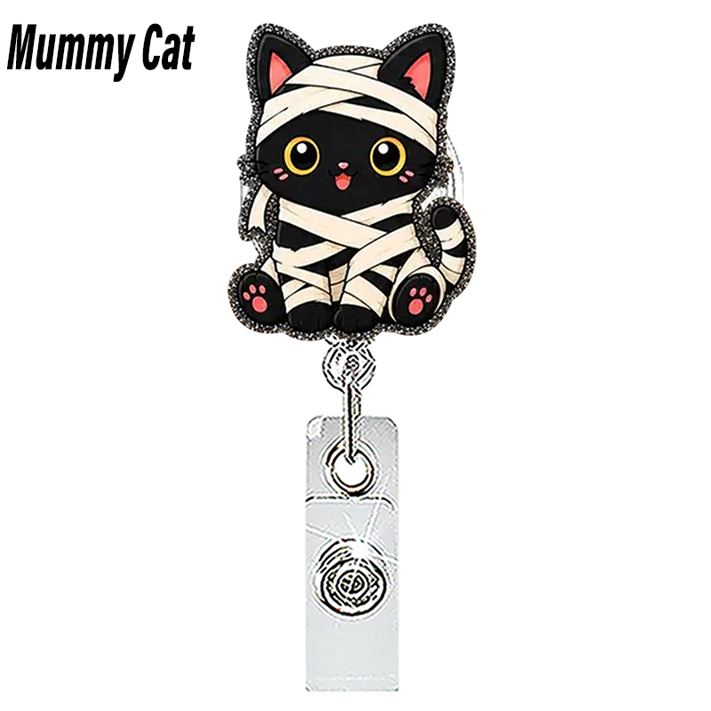 Halloween Cute Black Cat Nurse Badge Reel