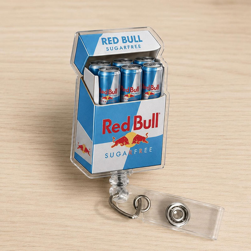 Funny Red Bull Fridge Cigs Nurse Badge Reel