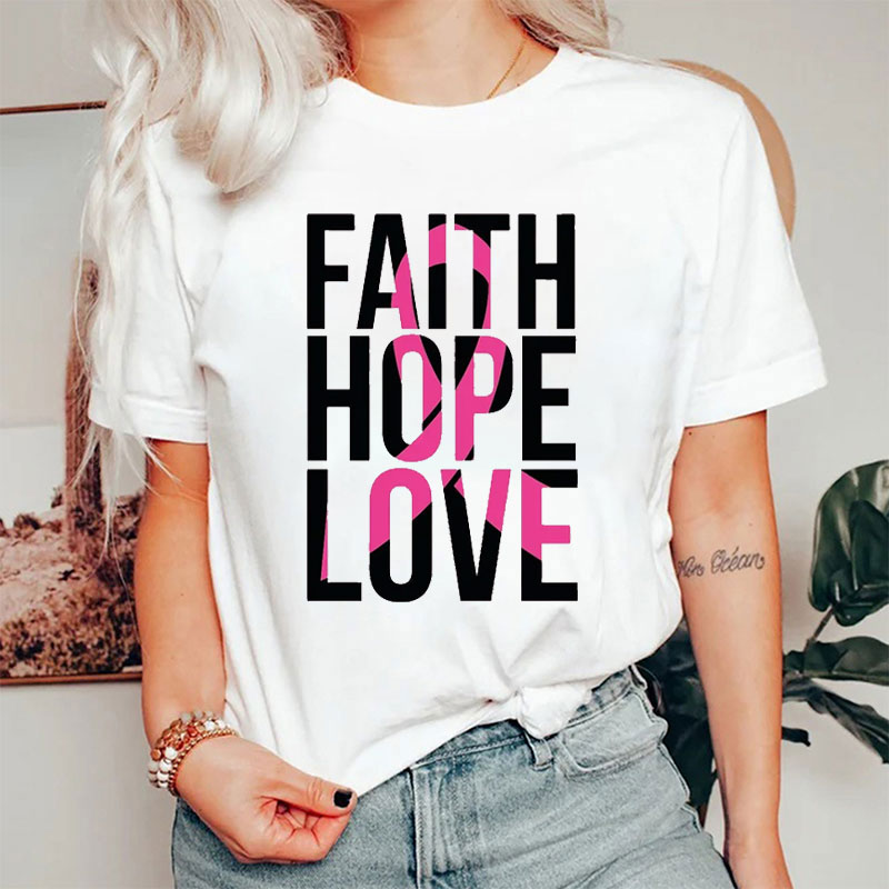 Faith Hope Love Pink And Black Nurse T-Shirt
