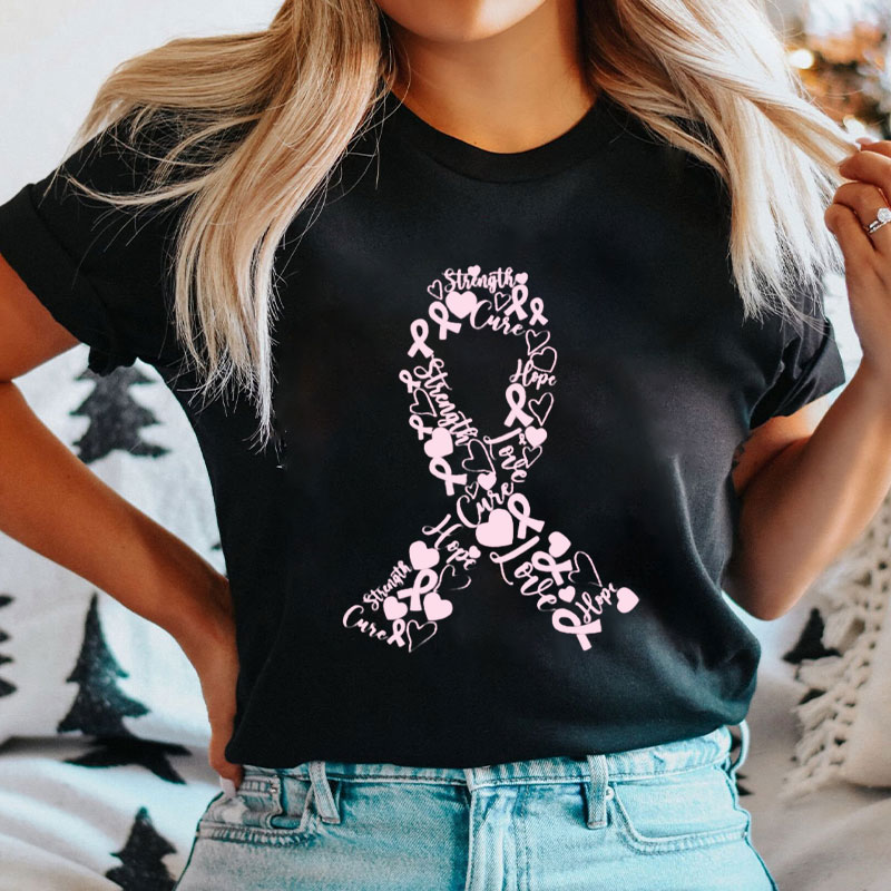 Breast Cancer Ribbon Love Hope Faith Breast Cancer Awareness T-Shirt