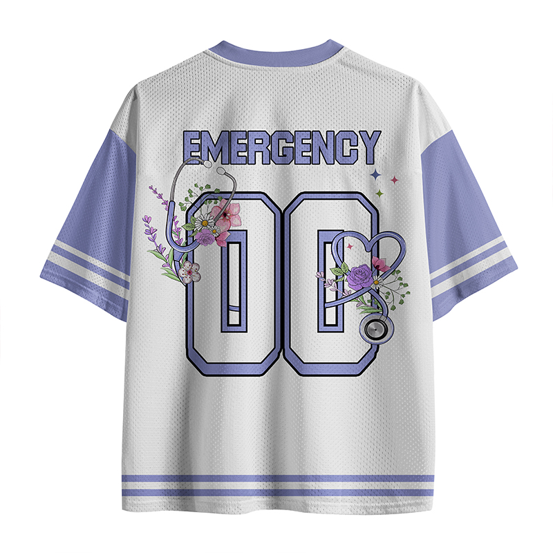 Personalized Number Flower Stethoscope ER Nurse Mesh Jersey