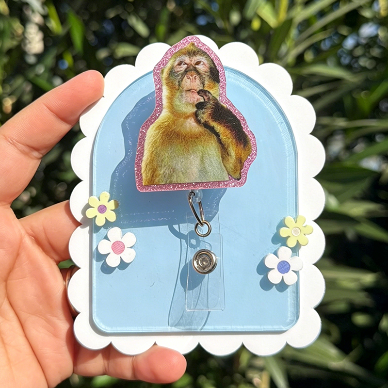 Funny Monkey Meme Nurse Badge Reel