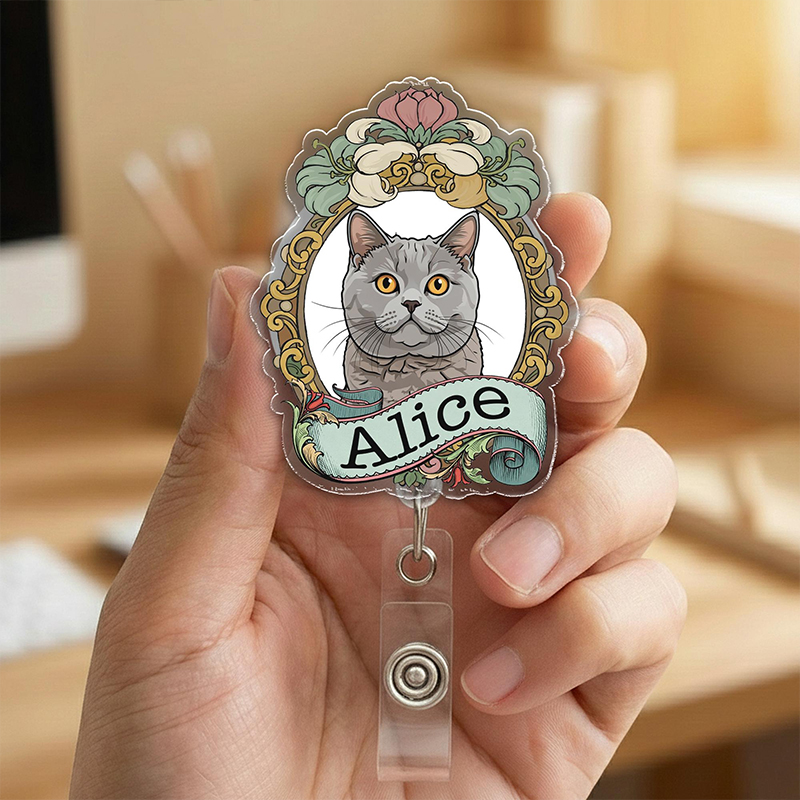 Personalized Pet Lover Floral Heart Nurse Badge Reel