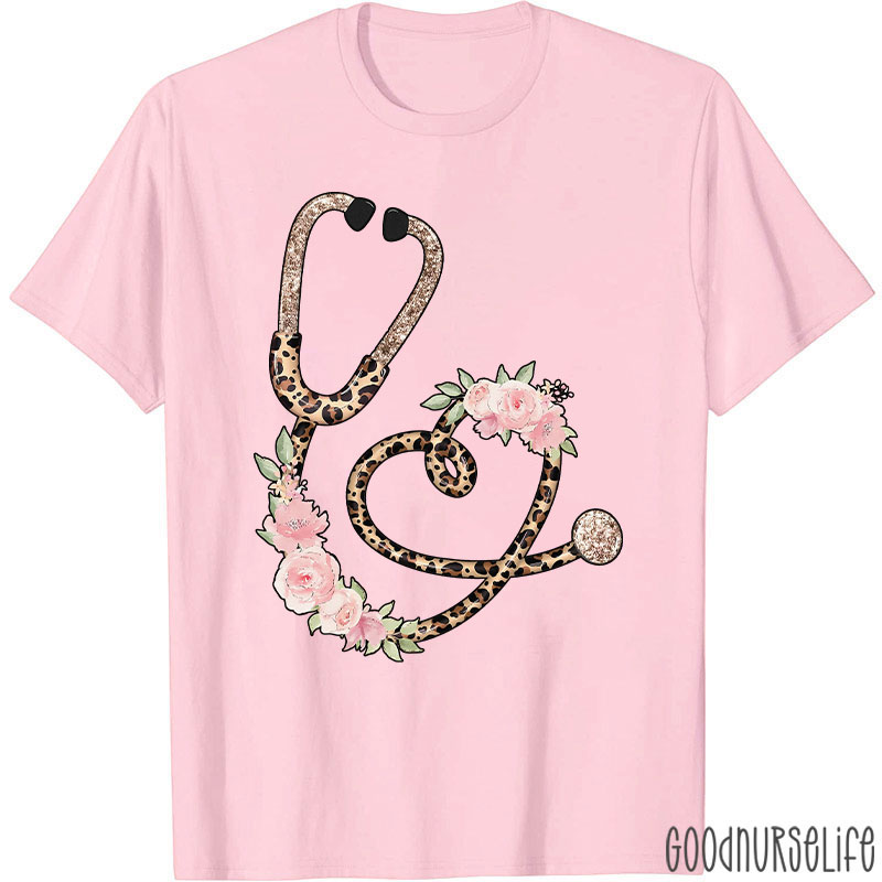 Nurse Leopard Stethoscope Nurse T-Shirt