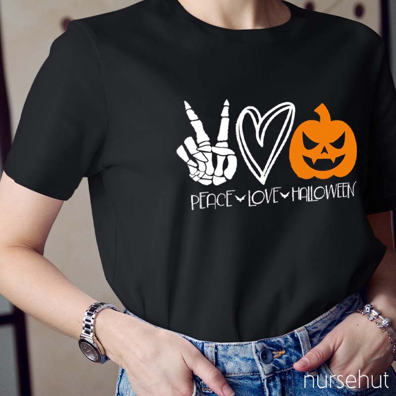 Peace Love Halloween Nurse T-Shirt