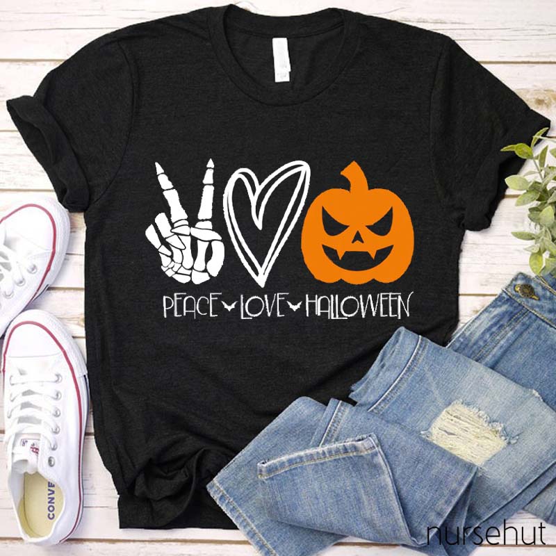 Peace Love Halloween Nurse T-Shirt