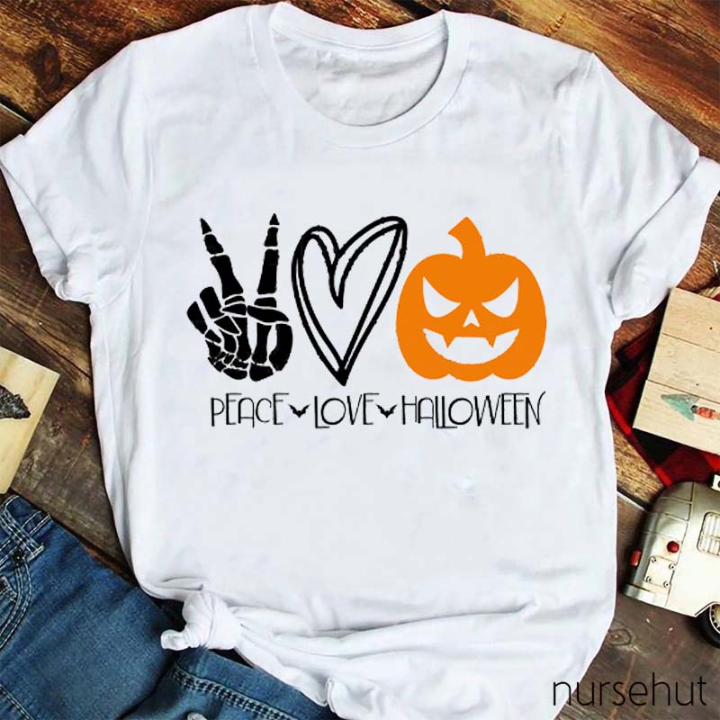 Peace Love Halloween Nurse T-Shirt