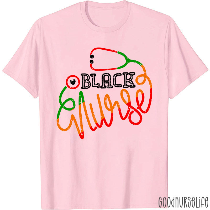 Stethocope Black Nurse T-Shirt