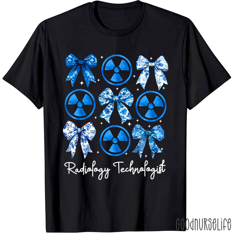 Blue Coquette Bow Radiology Technologist Nurse T-Shirt