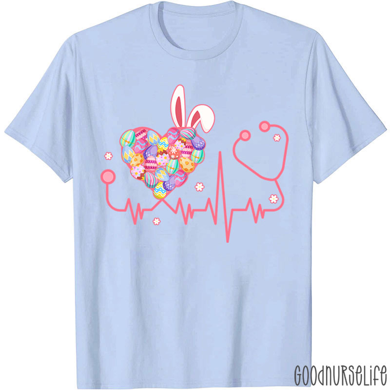 Easter Heart Bunny Stethoscope Nurse T-Shirt