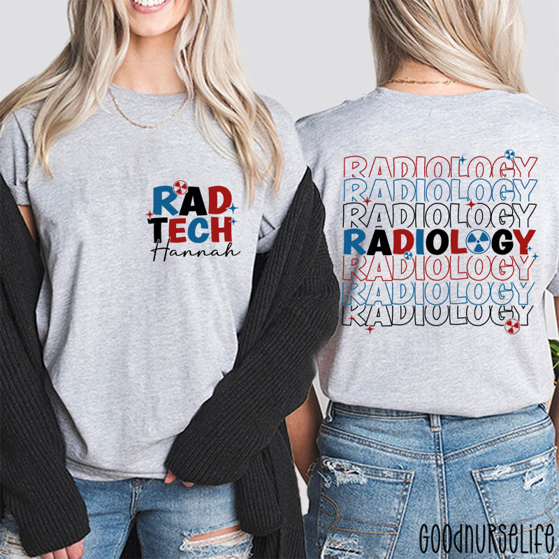 Personalized 4th July Rad Tech Radiology Technologist Two Sided T-Shirt