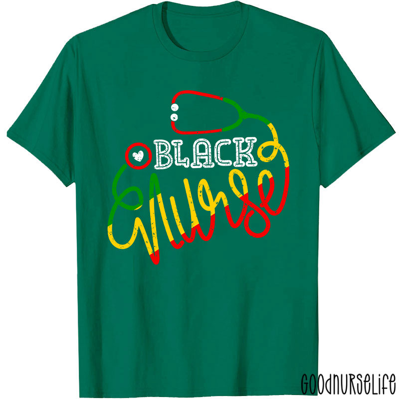 Stethocope Black Nurse T-Shirt