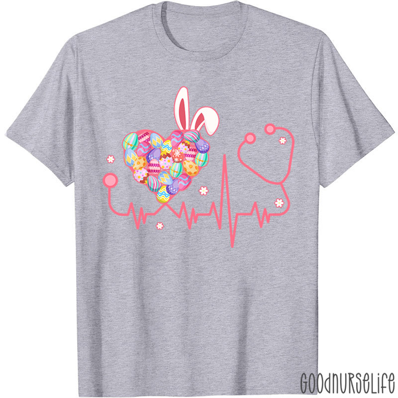 Easter Heart Bunny Stethoscope Nurse T-Shirt