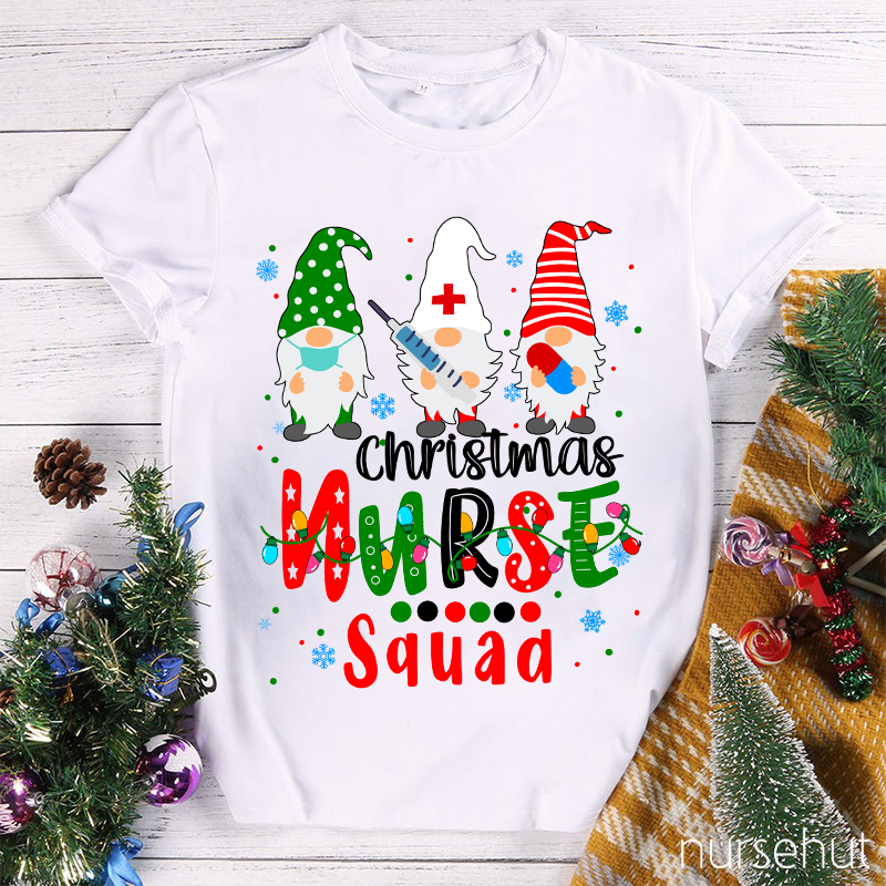Christmas Gnome Nurse Squad Nurse T-Shirt
